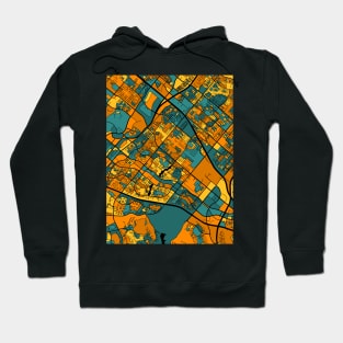 Irvine Map Pattern in Orange & Teal Hoodie